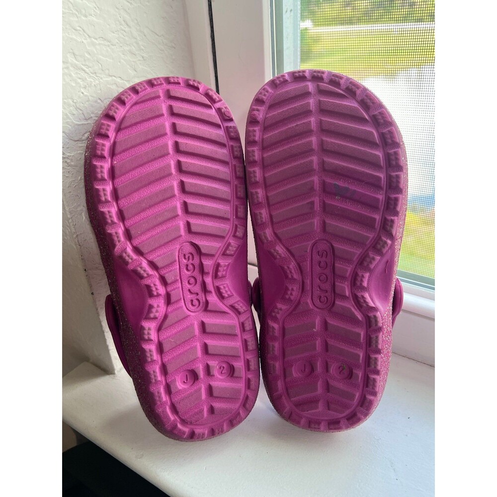Crocs Classic Clogs Fleece Lined Pink Magenta Sparkle Juniors Size 2 (EU 30-31) - Picture 8 of 9